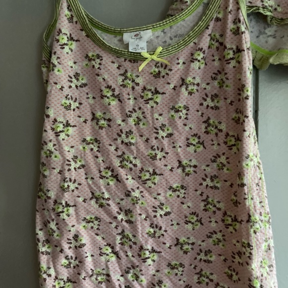 2pc Set FREE PEOPLE Sleep Lounge PJ Tank Cami Top Shorts Bottoms Pink Green S P - Picture 2 of 6